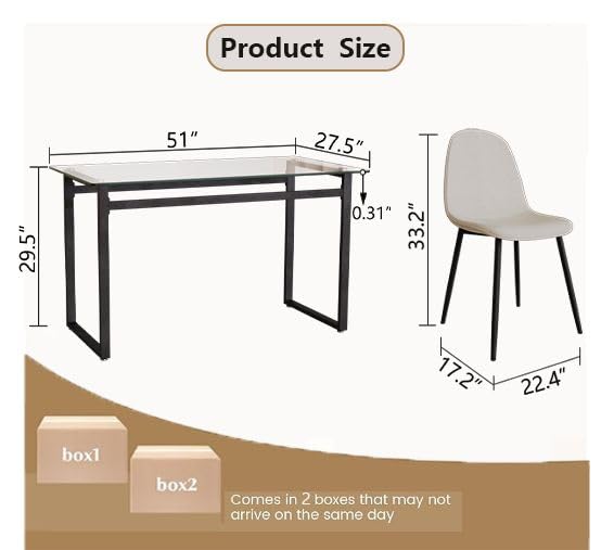Elegant Glass Dining Table Set for 4