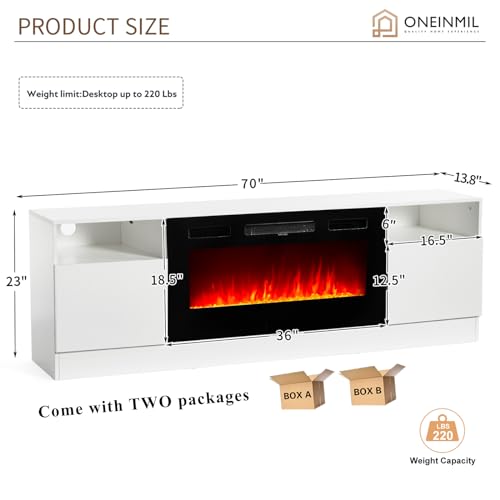 Fireplace TV Stand with 2-IN-1 DESIGN & Multifunctional