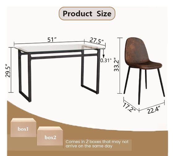 Elegant Glass Dining Table Set for 4
