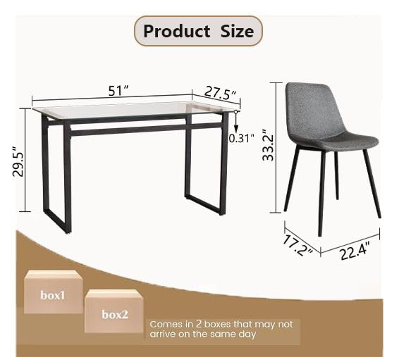 Elegant Glass Dining Table Set for 4