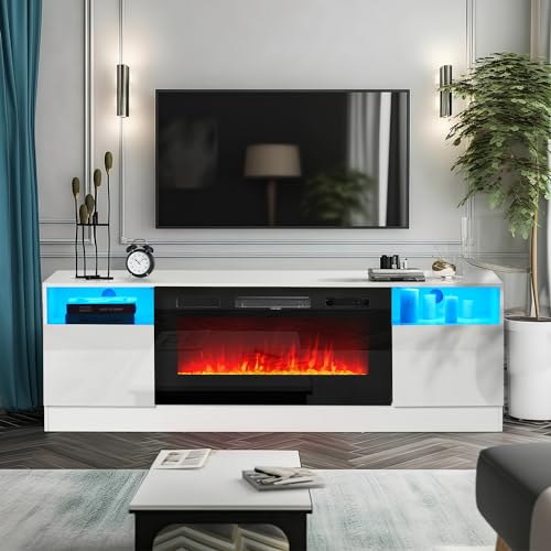 Fireplace TV Stand with 2-IN-1 DESIGN & Multifunctional