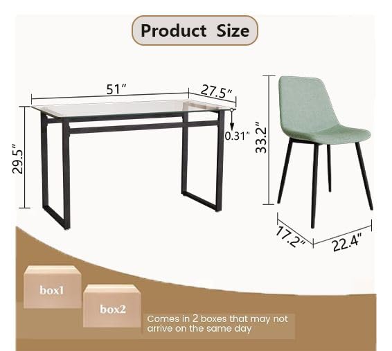 Elegant Glass Dining Table Set for 4