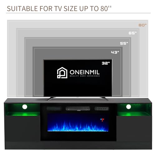 Fireplace TV Stand with 2-IN-1 DESIGN & Multifunctional