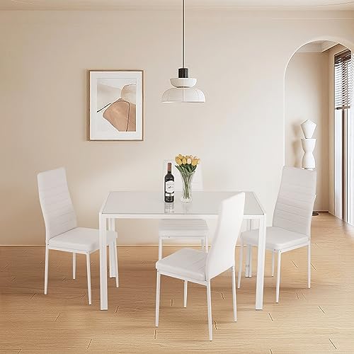Modern Glass Dining Table Set for 4