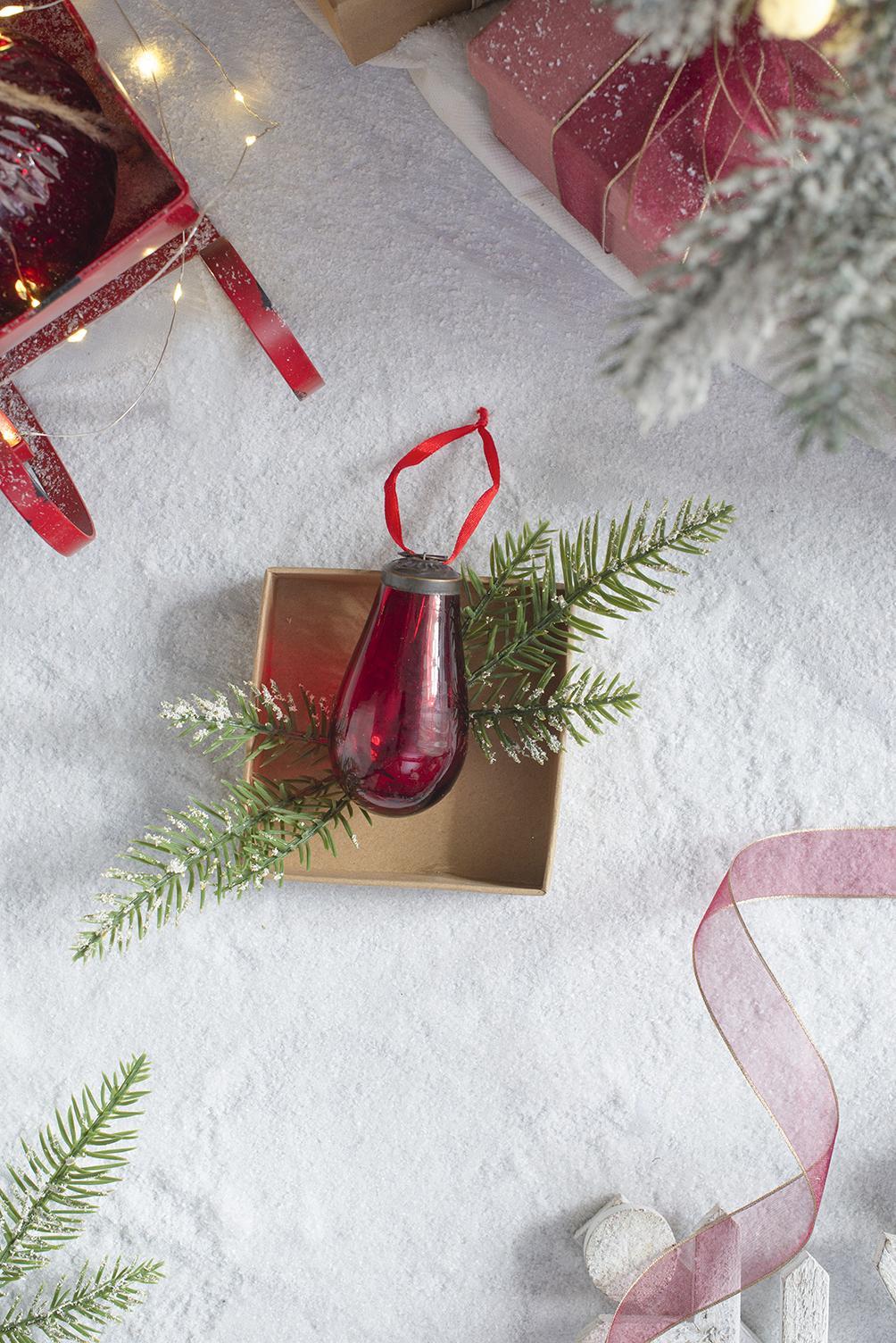 Luster Glass Tear Drop Ornament, Set of 12