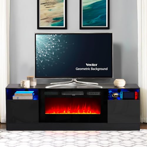 Fireplace TV Stand with 2-IN-1 DESIGN & Multifunctional