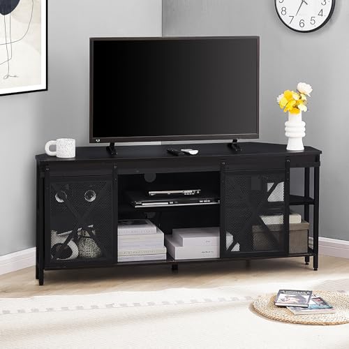 Corner TV Stand with Sliding Barn Door