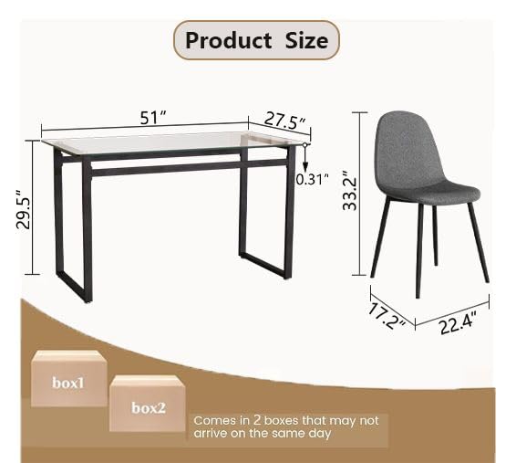 Elegant Glass Dining Table Set for 4