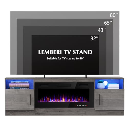 Fireplace tv Stand with 36 inch Fireplace Up to 80" TVs