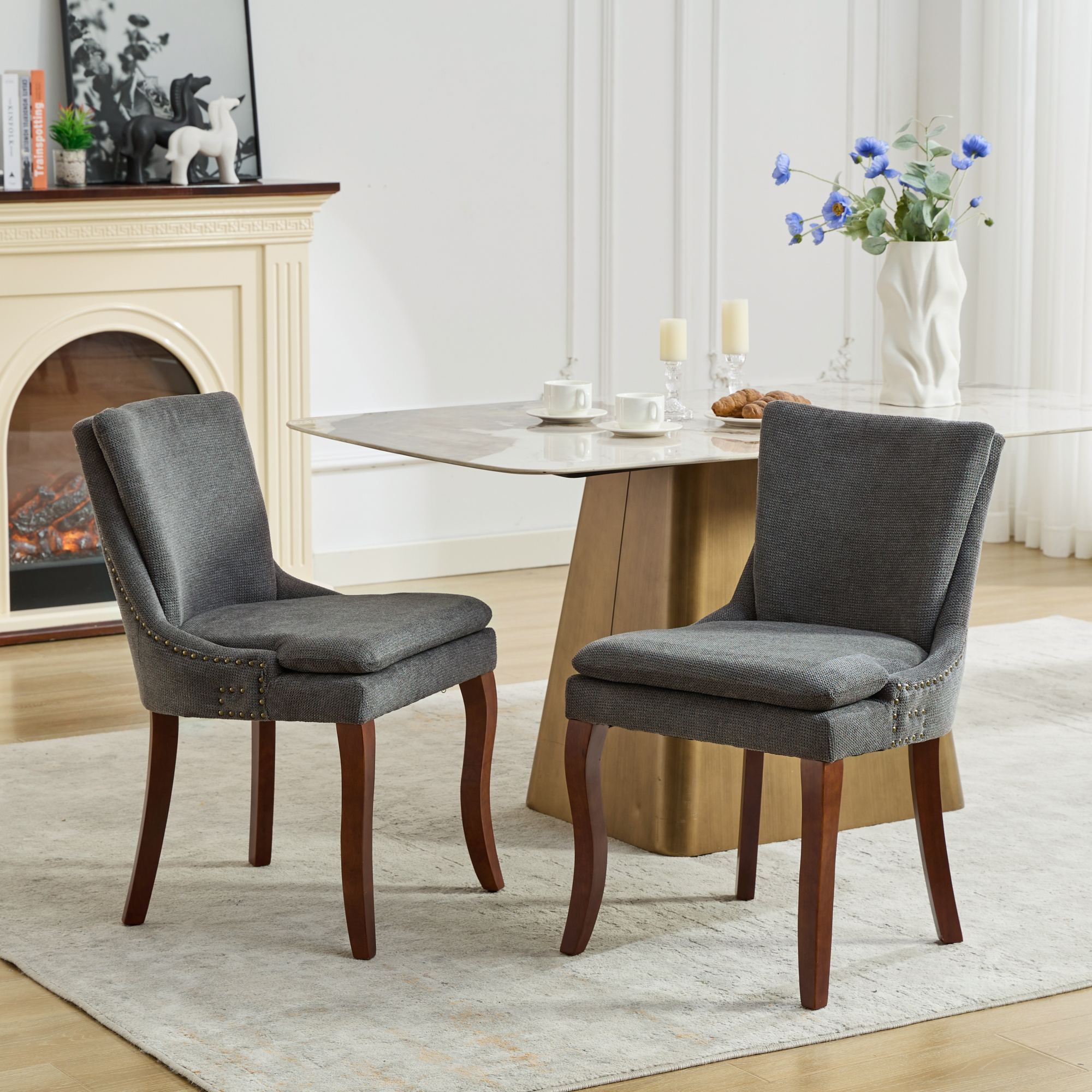 Modern Dining Chairs Set of 2, Gray