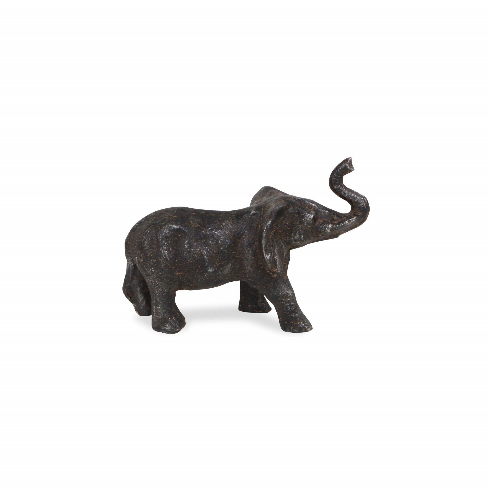 Gray Rustic Cast Iron Elephant Hand Painted  Sculpture