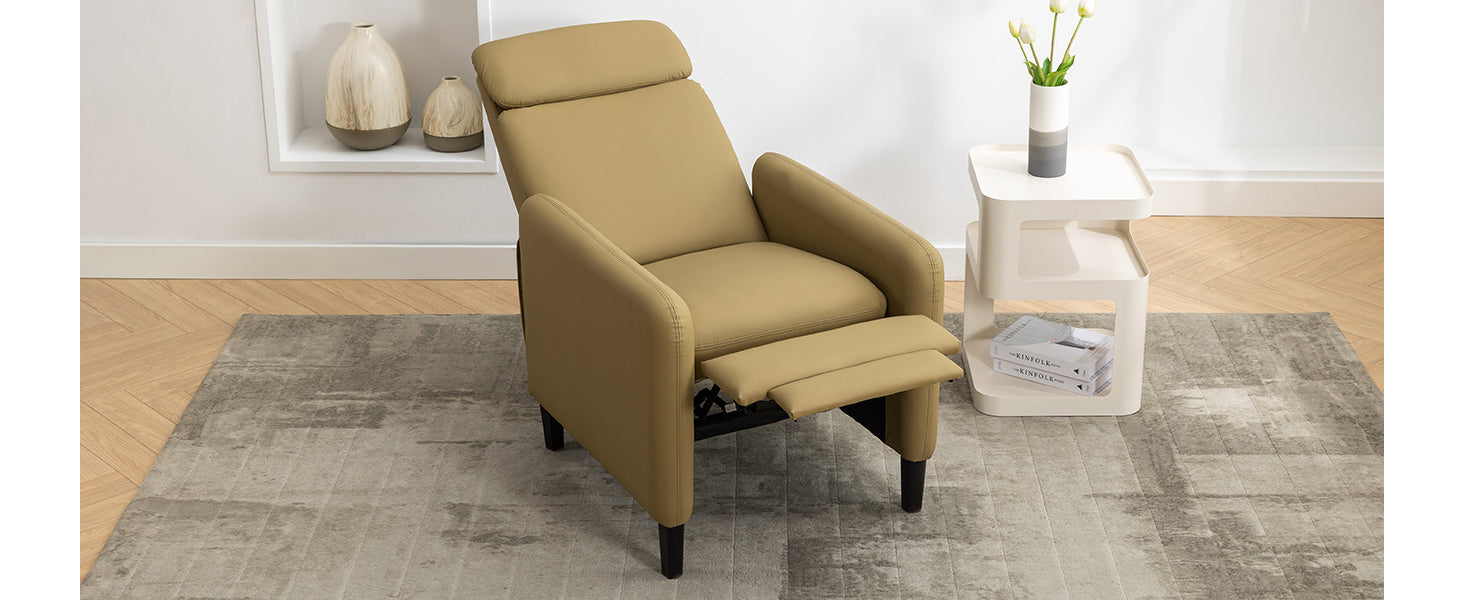 Modern Artistic Color Design Adjustable Recliner Chair , Mustard Green