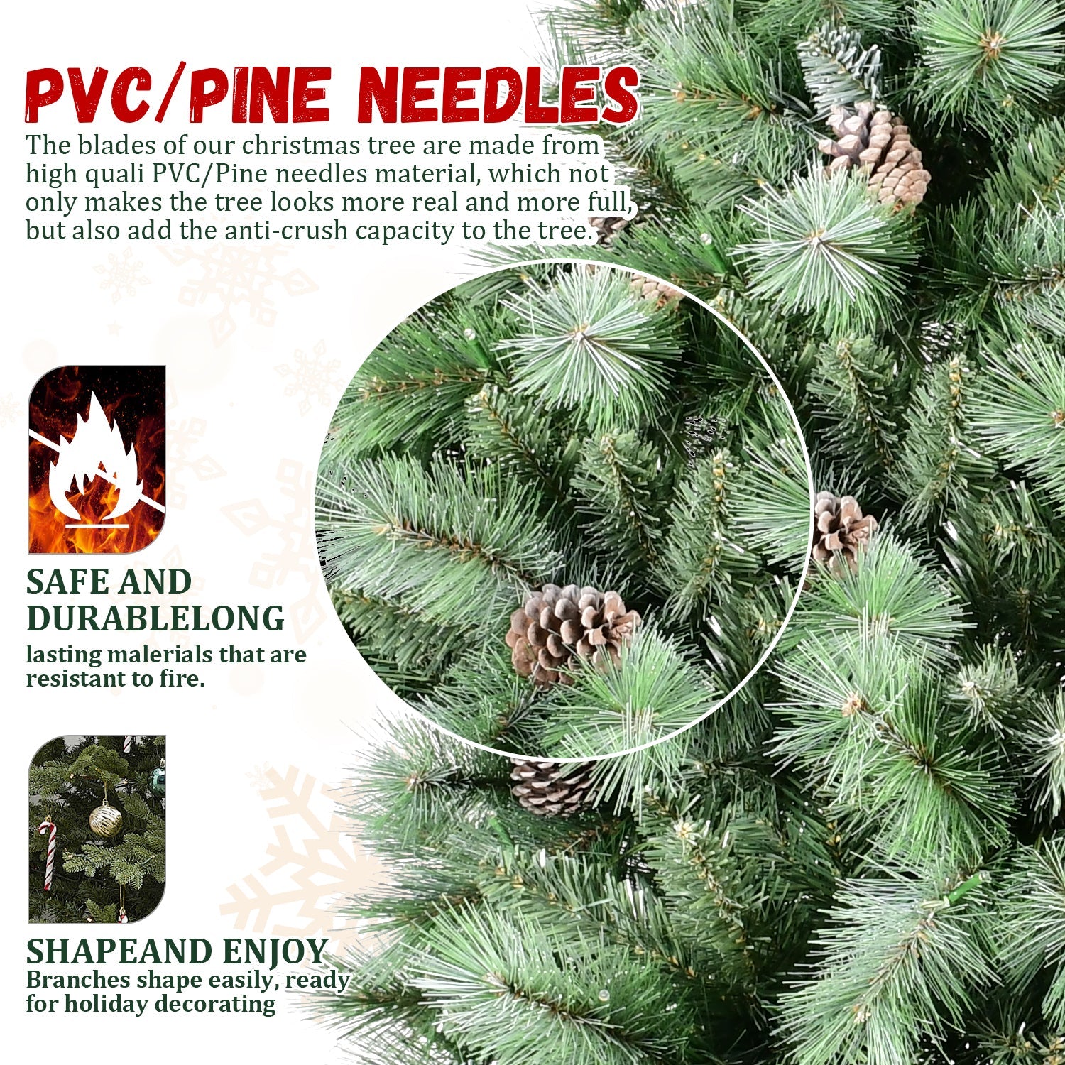 8FT Scotch Pine Christmas Tree, Premium Frosted Pre-Decorated Artificial Holiday Decor w/ 1,858 Branch Tips