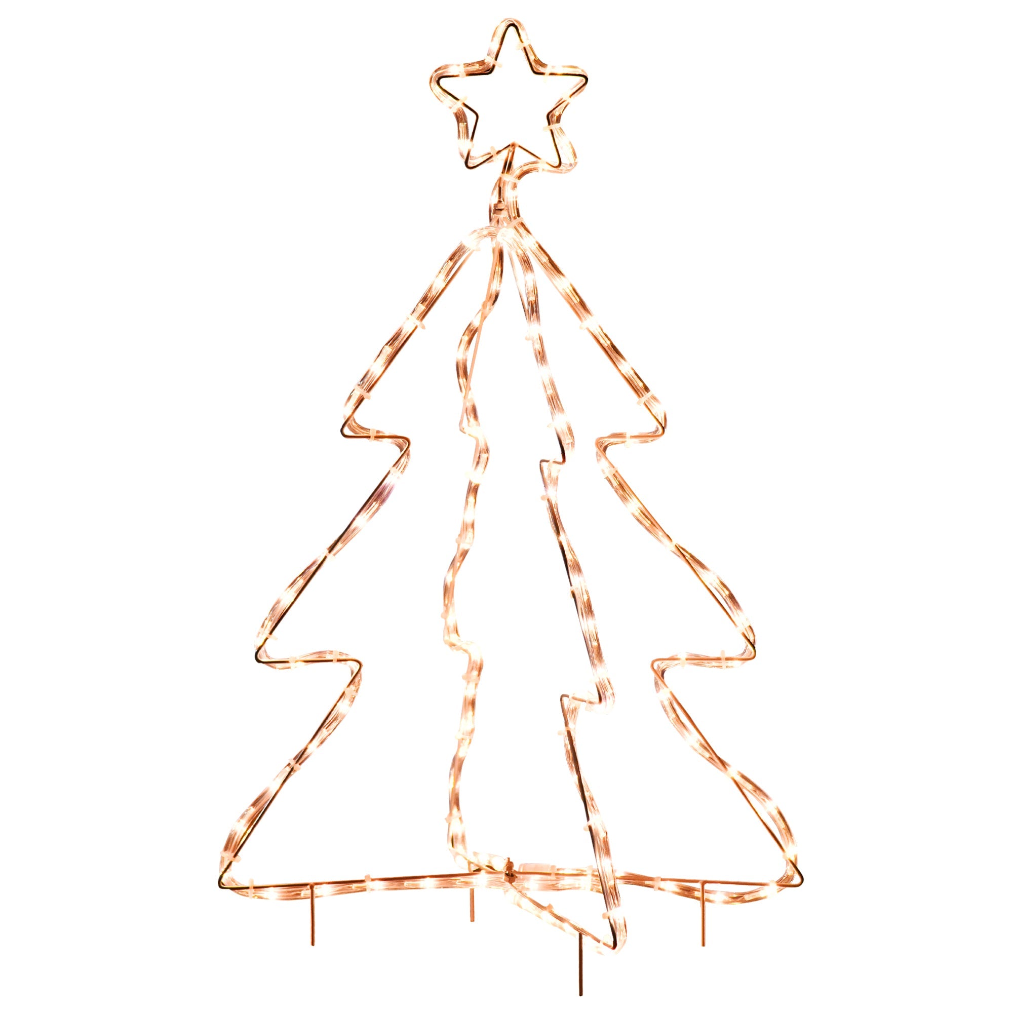 30" Outdoor LED Christmas Tree Rope Lights,  with Ground Stakes, Warm White