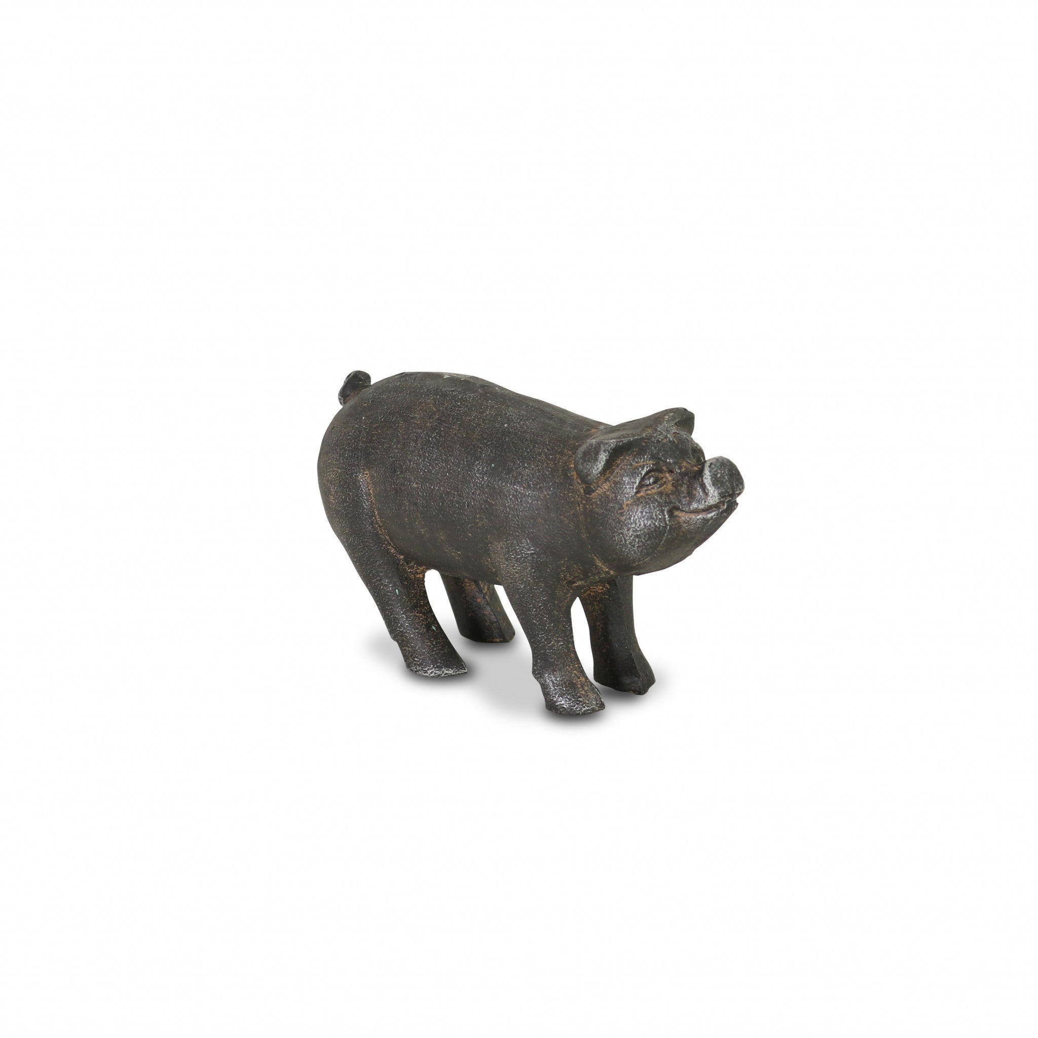 Black Cast Iron Pig Hand Painted Sculpture