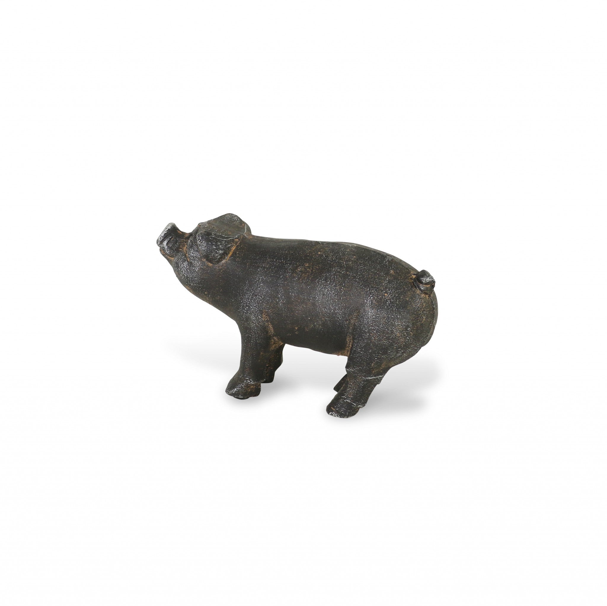 Black Cast Iron Pig Hand Painted Sculpture