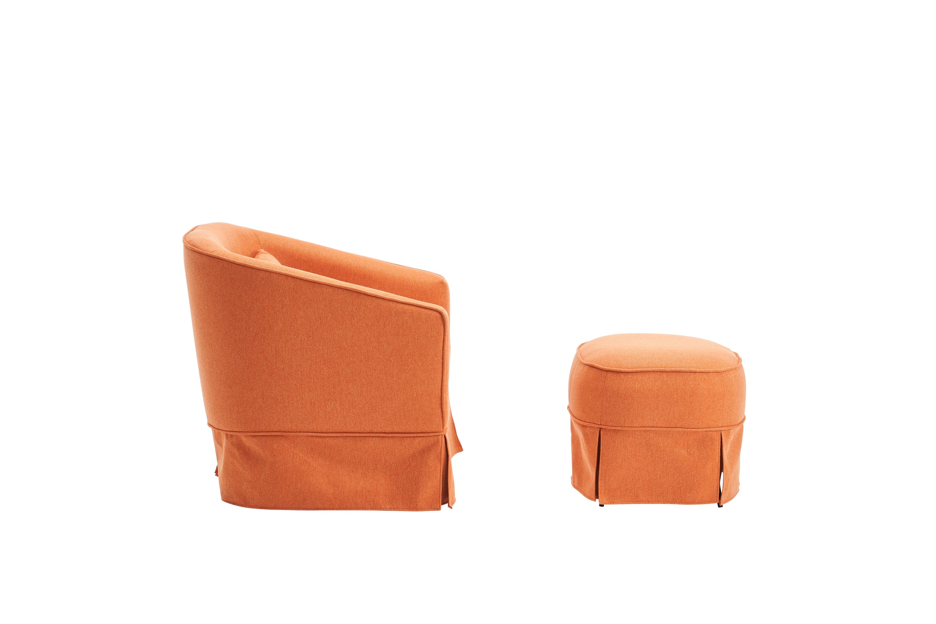 Swivel Barrel Chair With Ottoman, Swivel Accent Chairs Armchair  (Orange)