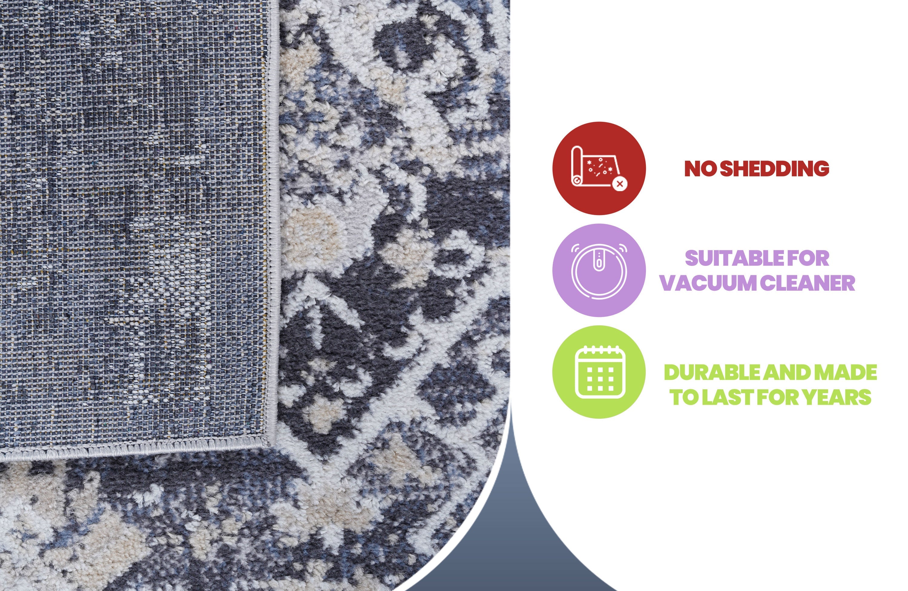 8X10 Grey/Blue /Traditional Non-Shedding and Stain Resistant Area Rug