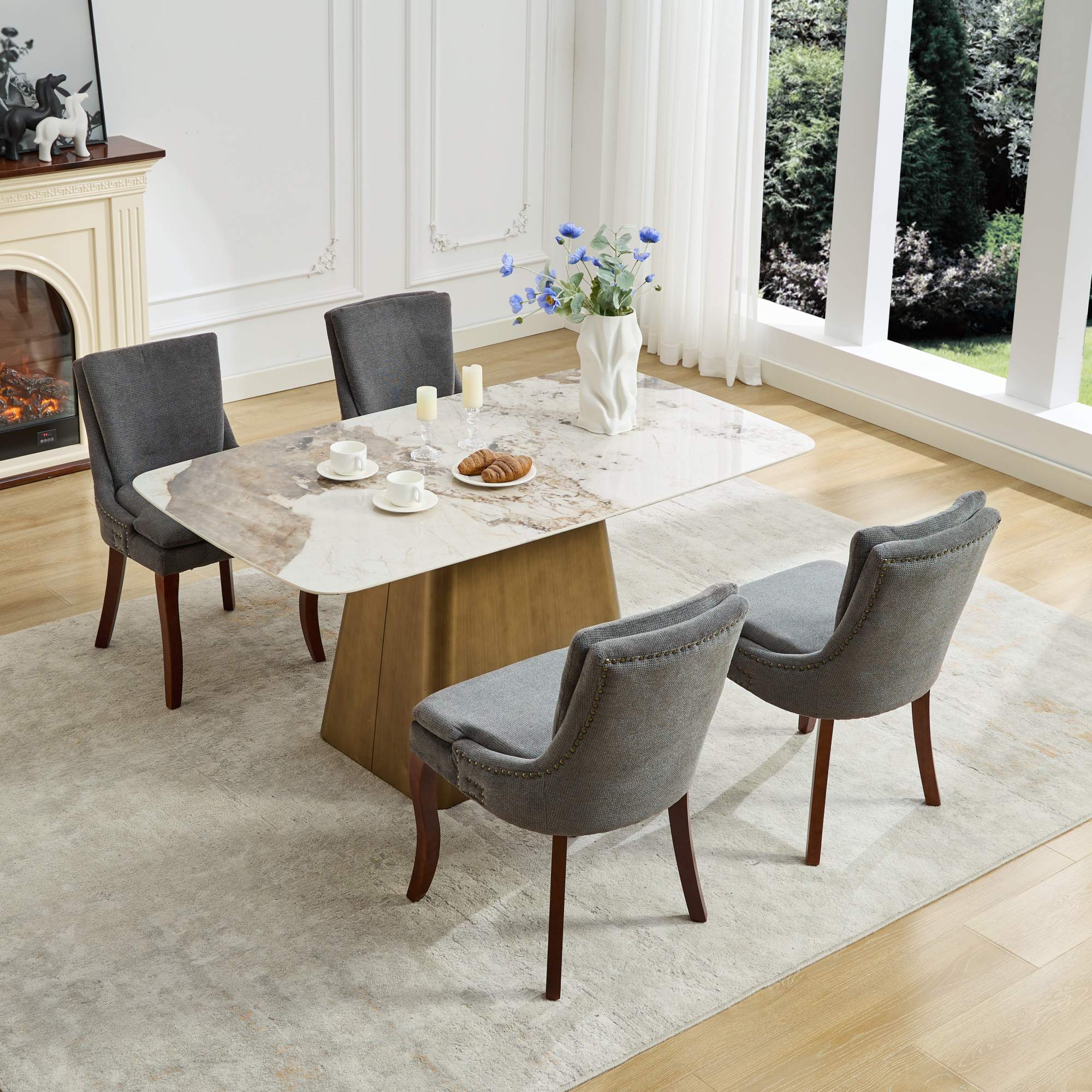 Modern Dining Chairs Set of 2, Gray
