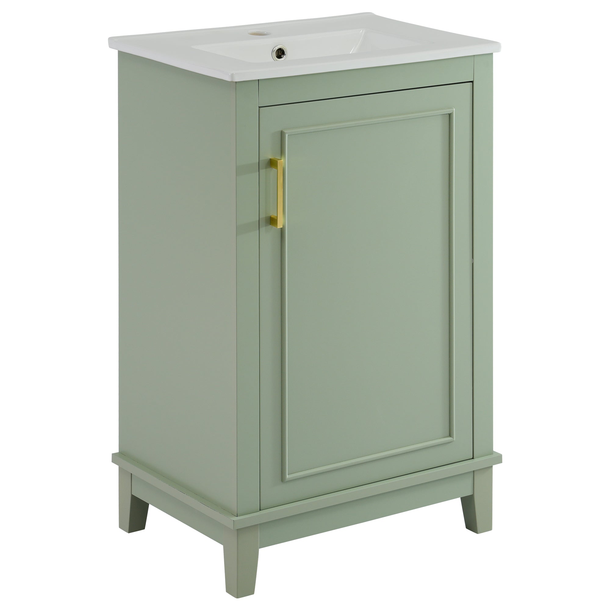 20 Inch Modern Small Bathroom Vanity Cabinet With Ceramic Basin- Soft Close Door