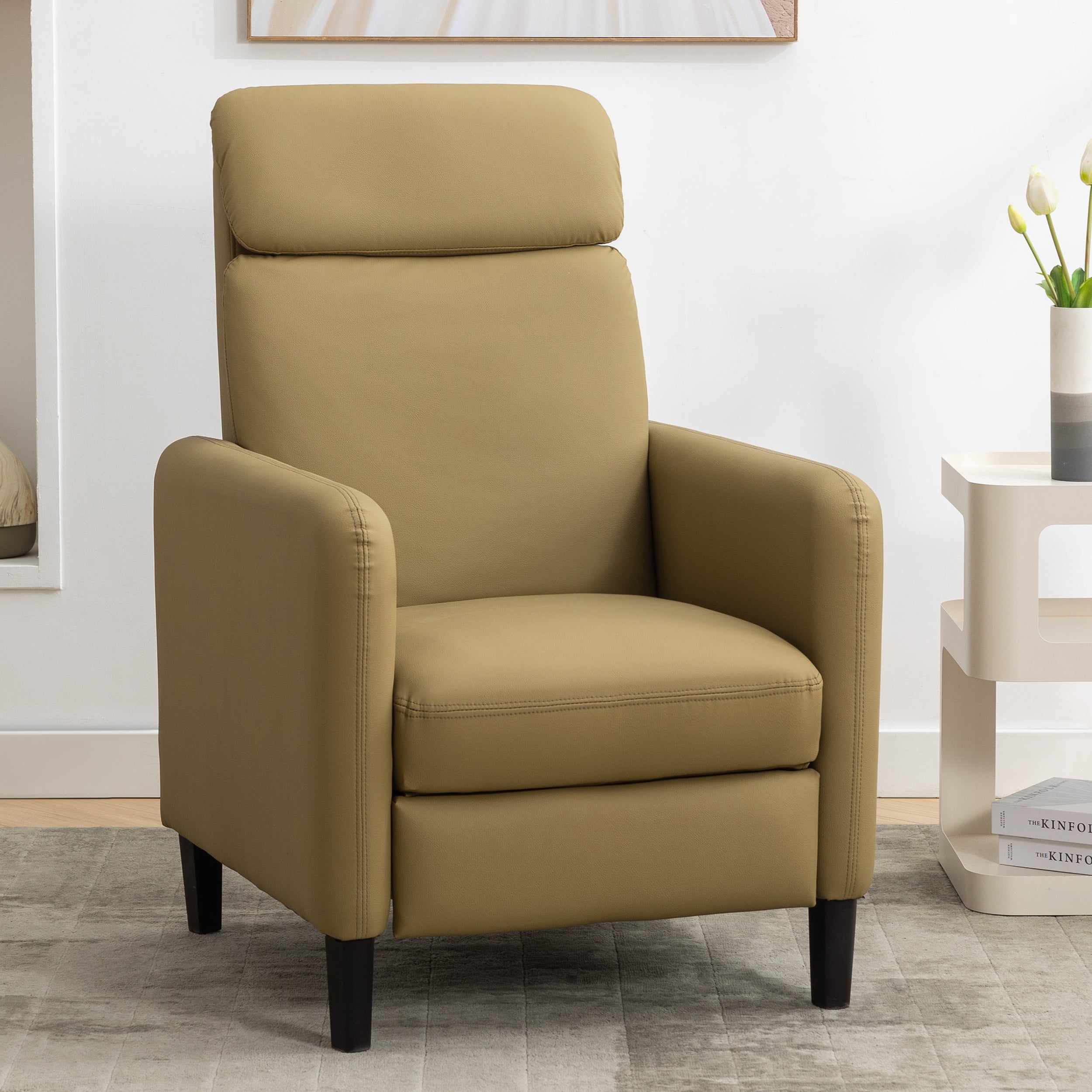 Modern Artistic Color Design Adjustable Recliner Chair , Mustard Green