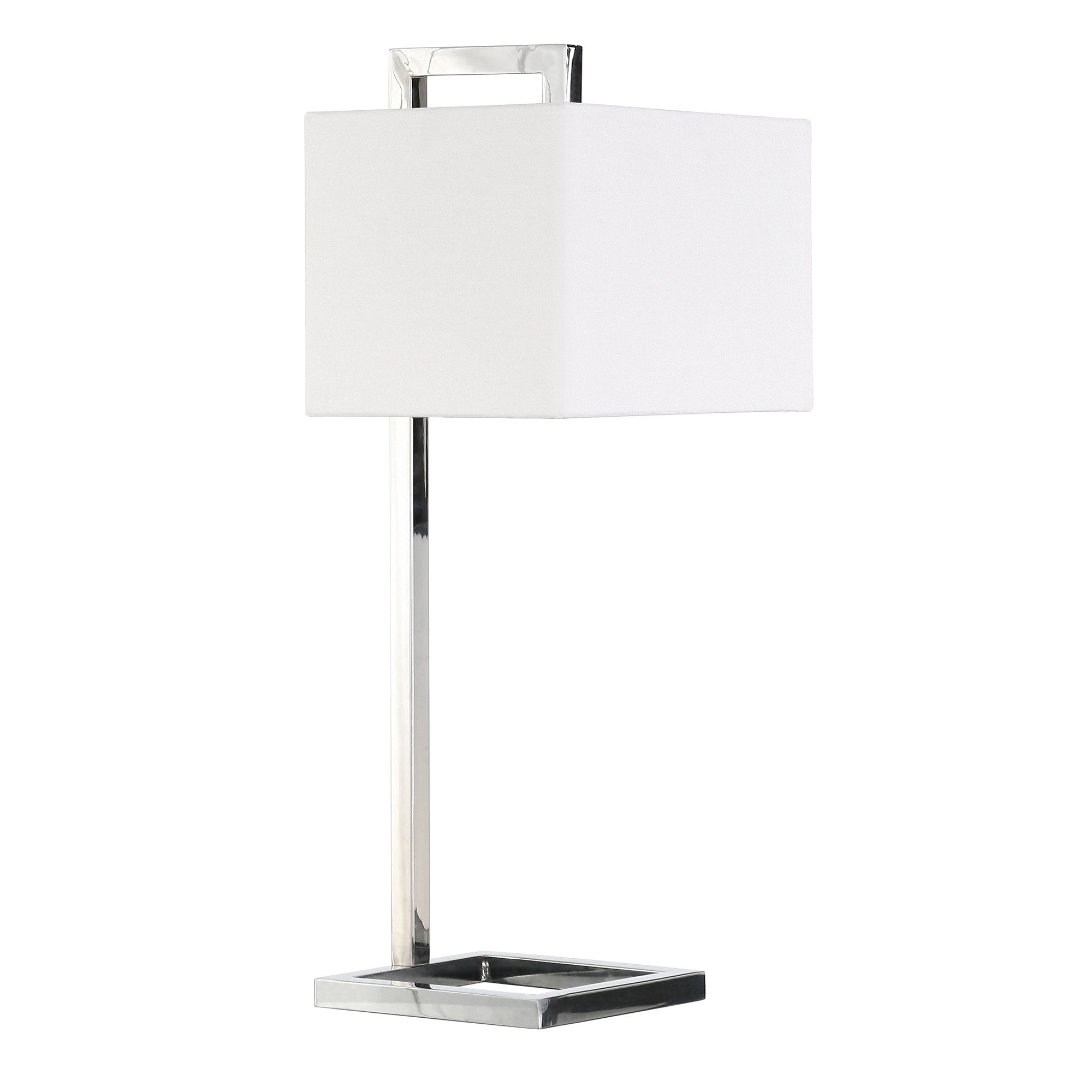 Metal Arched Table Lamp With White Square Shade