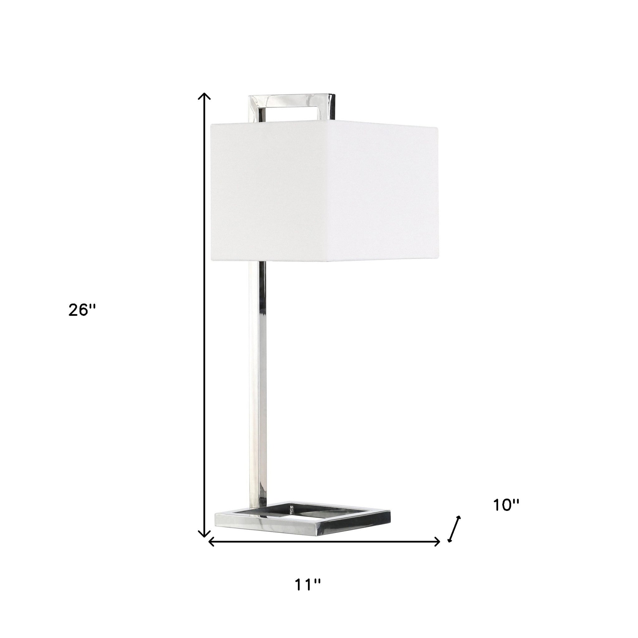 Metal Arched Table Lamp With White Square Shade