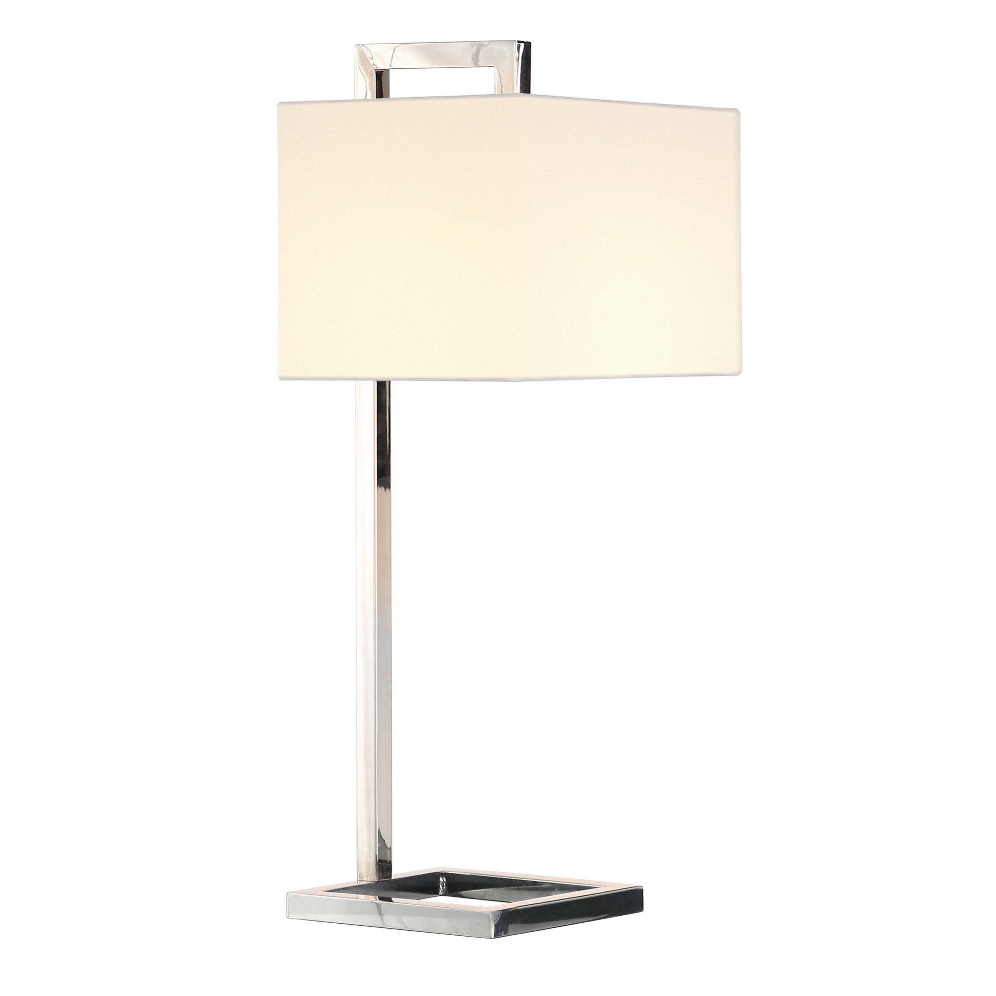 Metal Arched Table Lamp With White Square Shade