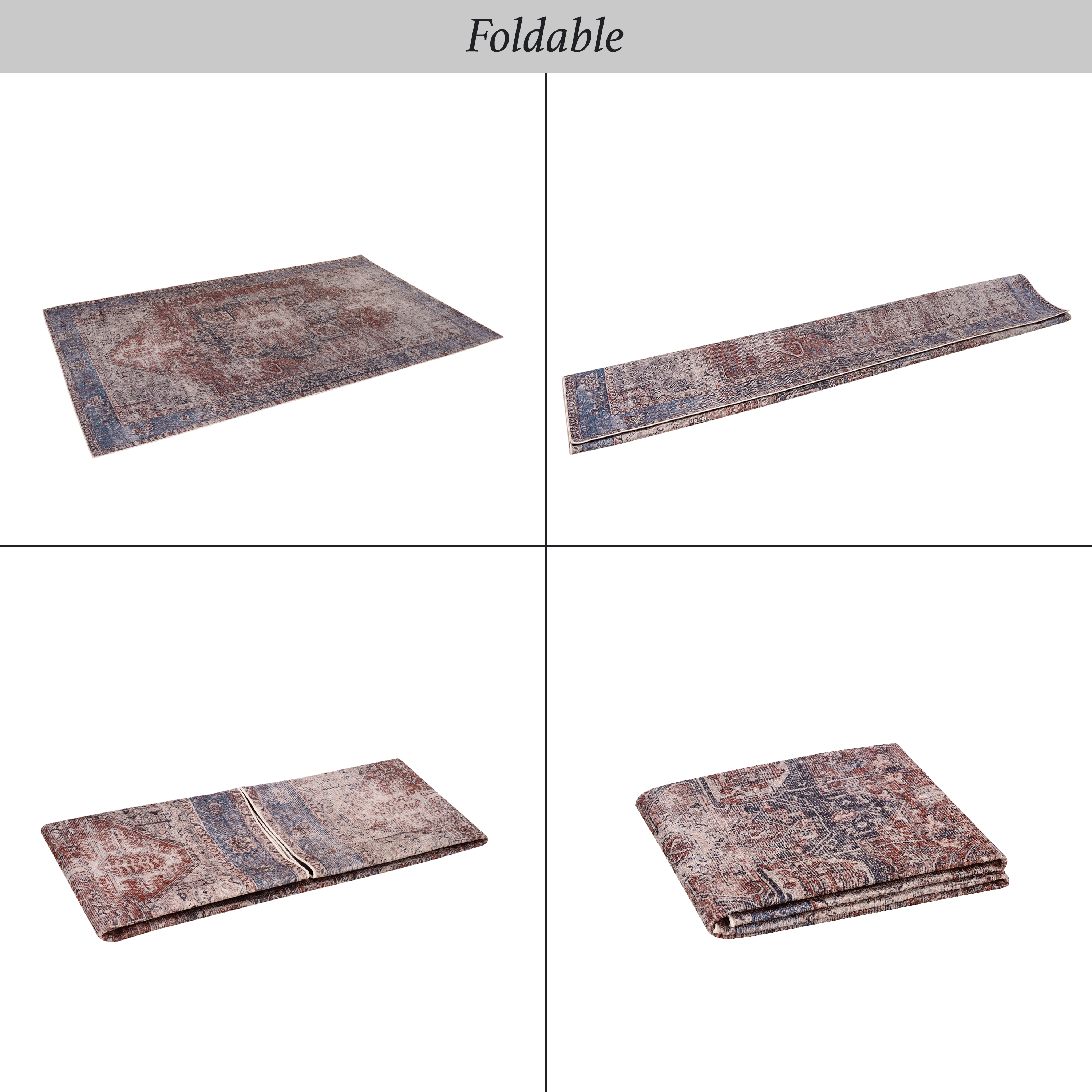 Naar 2x3  Washable Area Rugs, Low-Pile, Non-Slip, Non-Shedding, Foldable, Kid & Pet Friendly