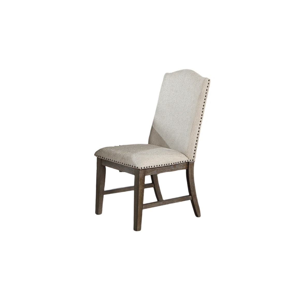 2pc Side Chairs Upholstered Back Oak Finish Nailhead Trim