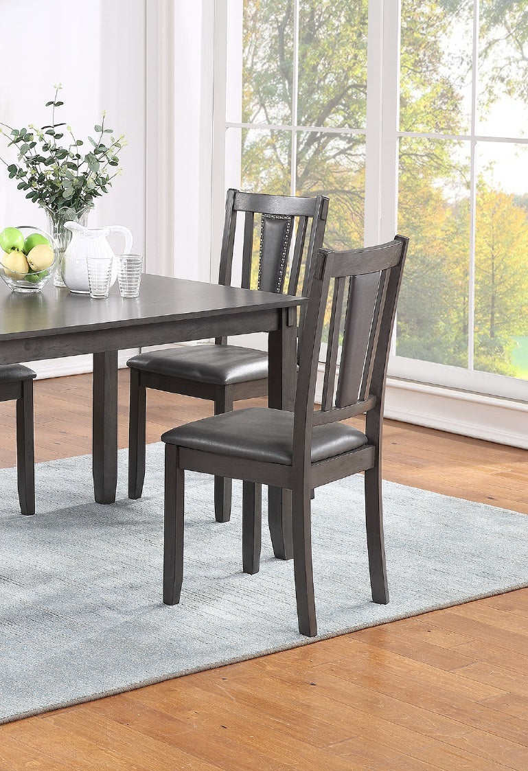 Grey Finish Dinette 5pc Set - Table with wooden Top, Upholstered Cushion Chairs