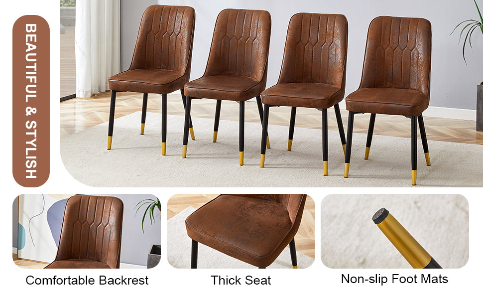 Brown Suede-like Velvet Dining Chair (Set of Four)