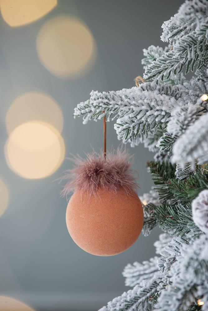 Peach and Mauve Christmas Ball Ornaments, Set of 6