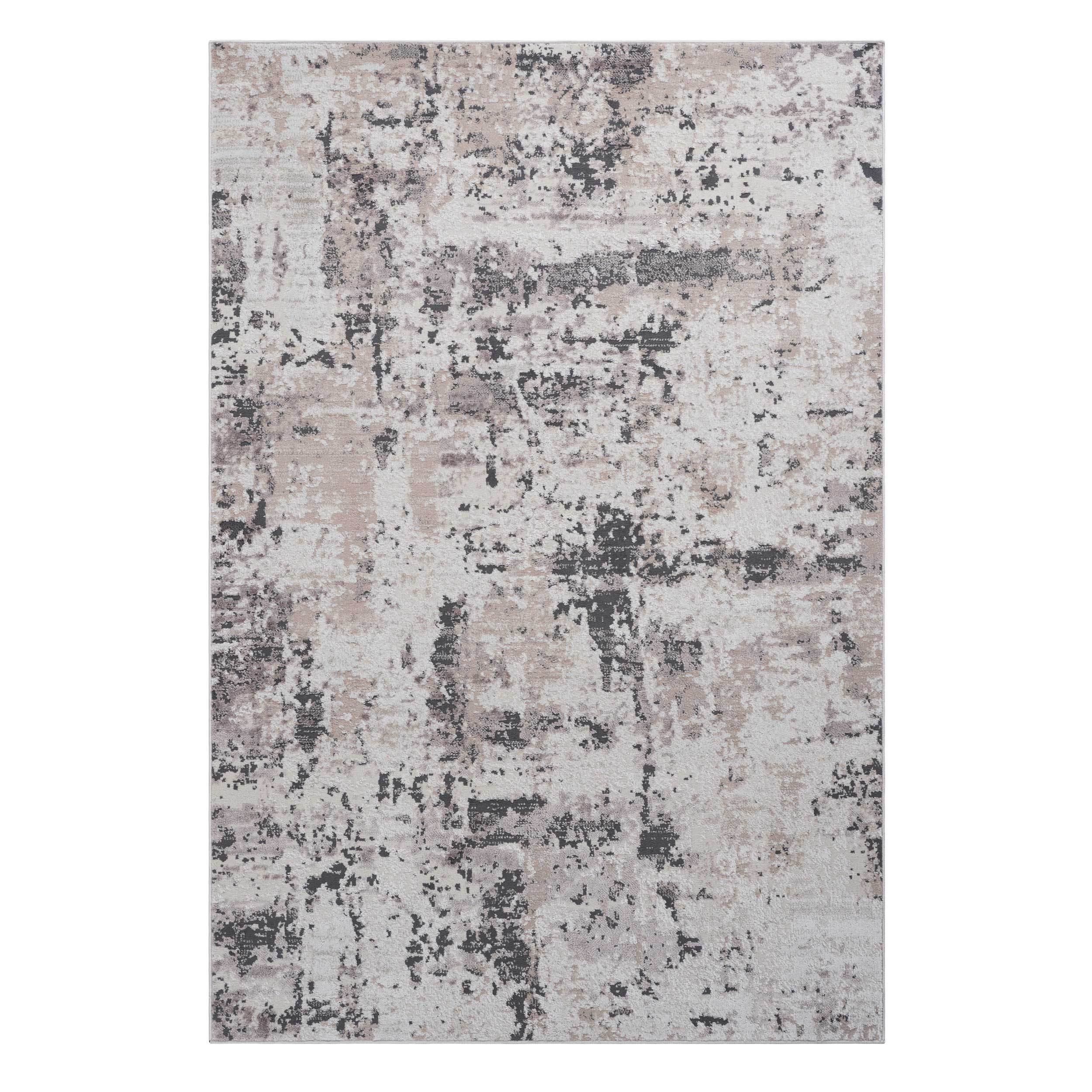 6X9 Cream/Brown /Abstract Non-Shedding and Stain Resistant Area Rug