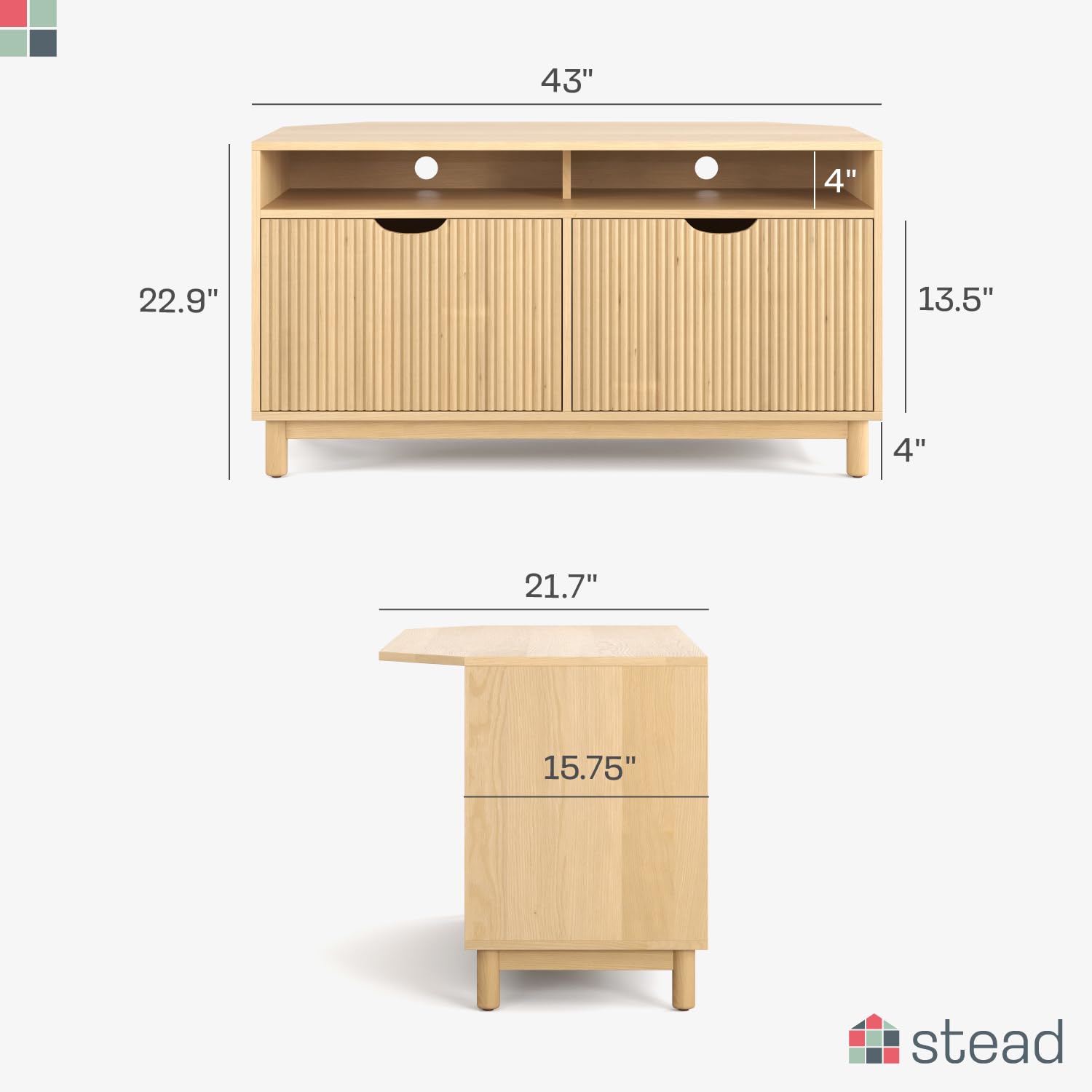 Natural Oak Corner TV Stand