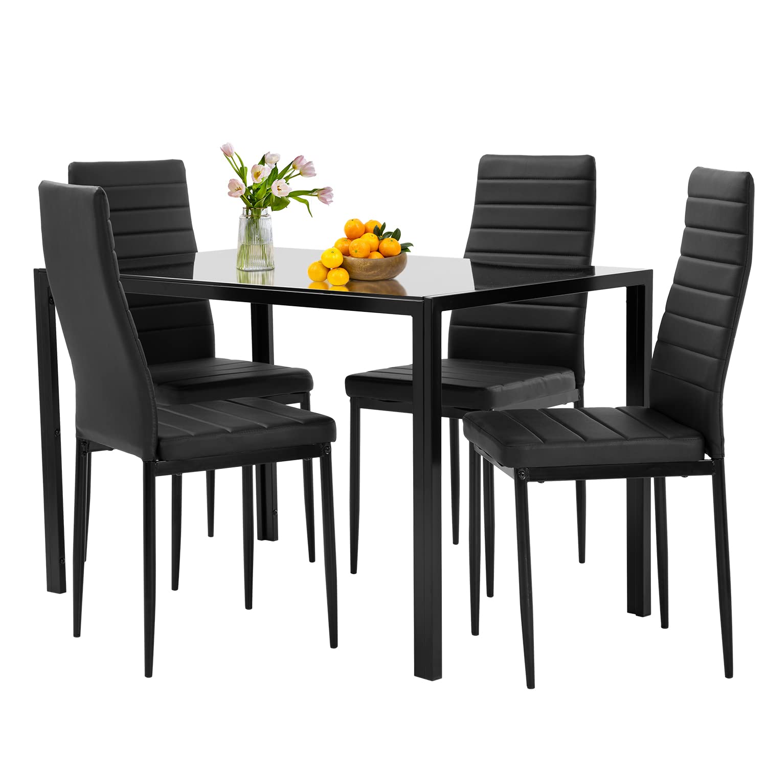 Modern Glass Dining Table Set for 4