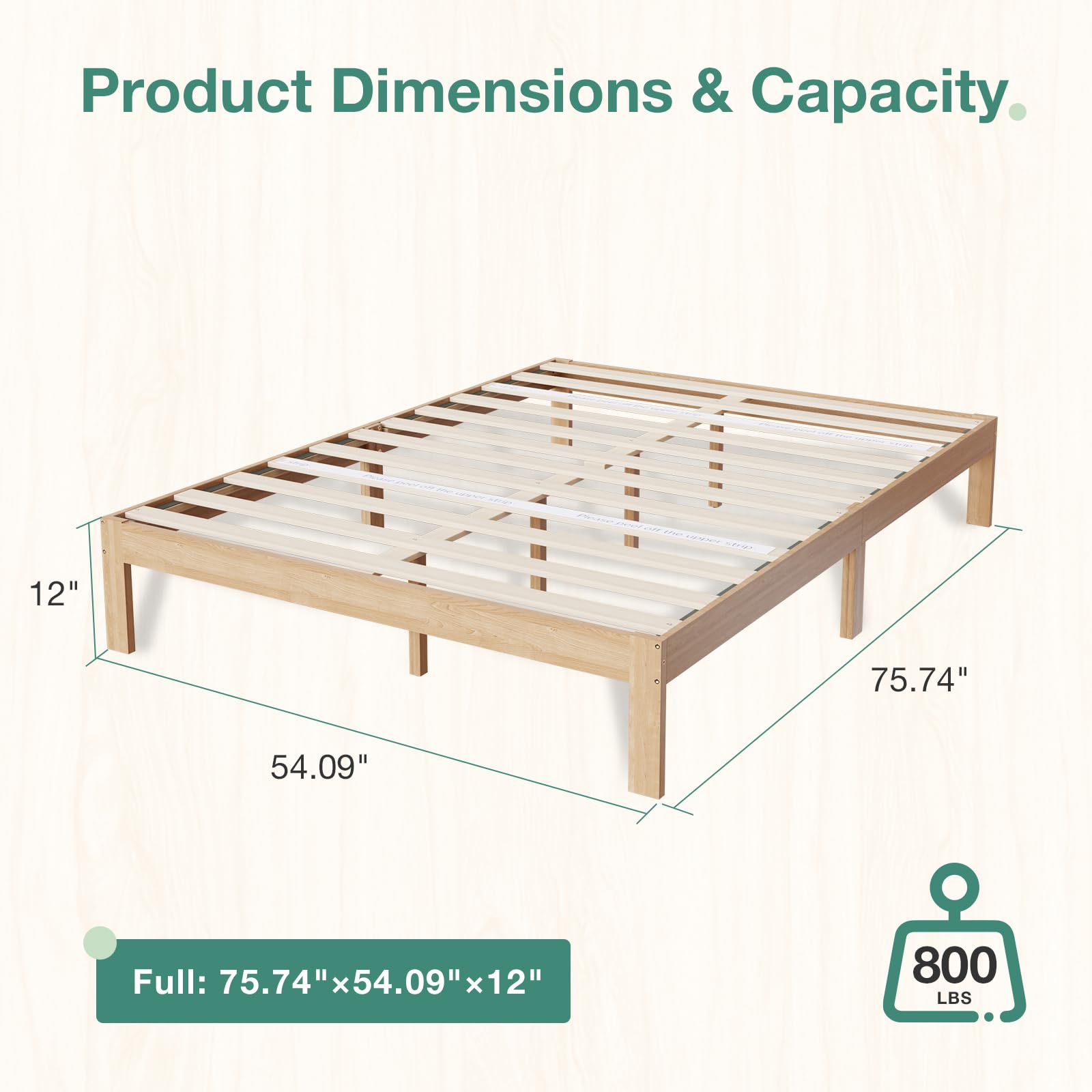 Solid Wood Bed Frame Foundation