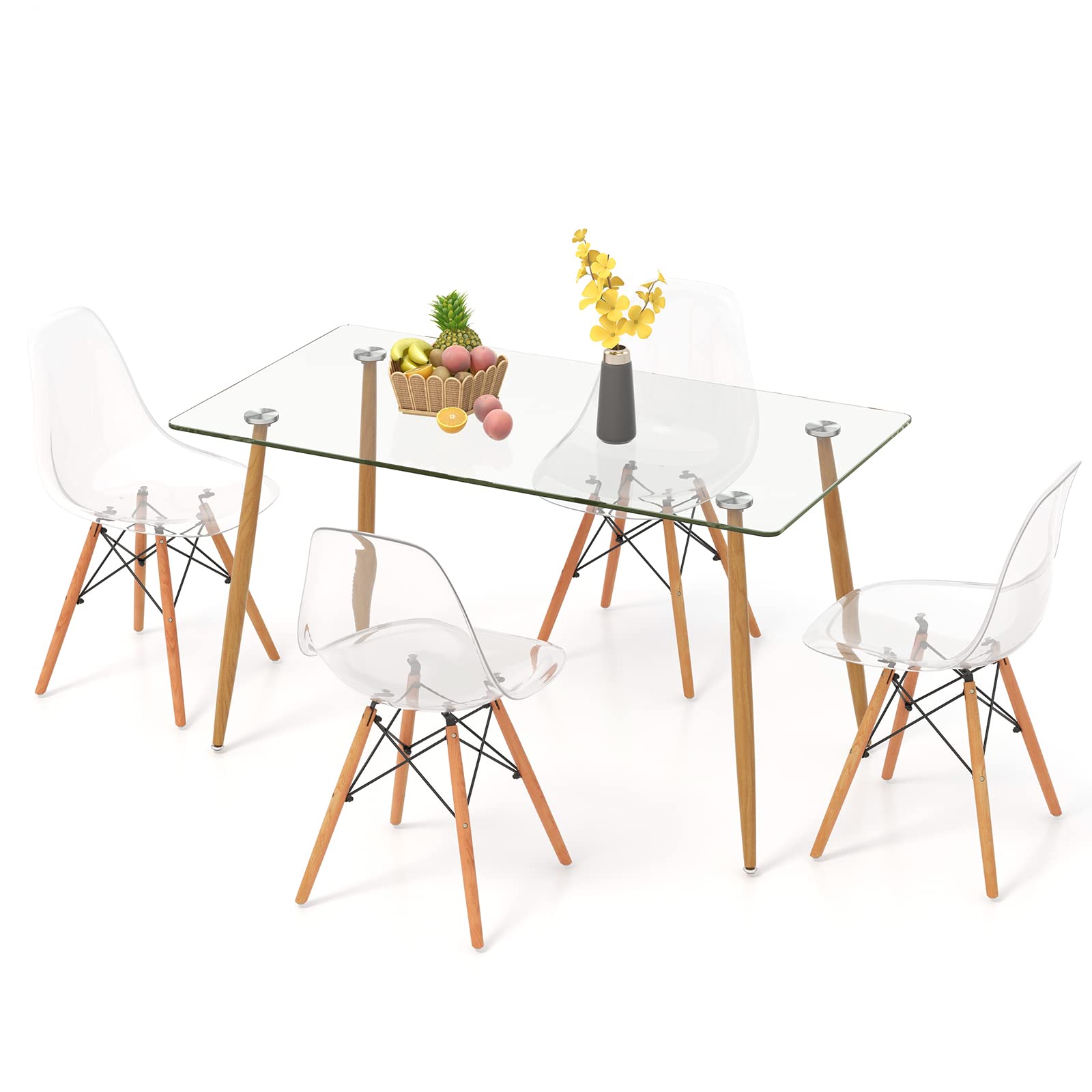 Sleek Glass Dining Set for 4