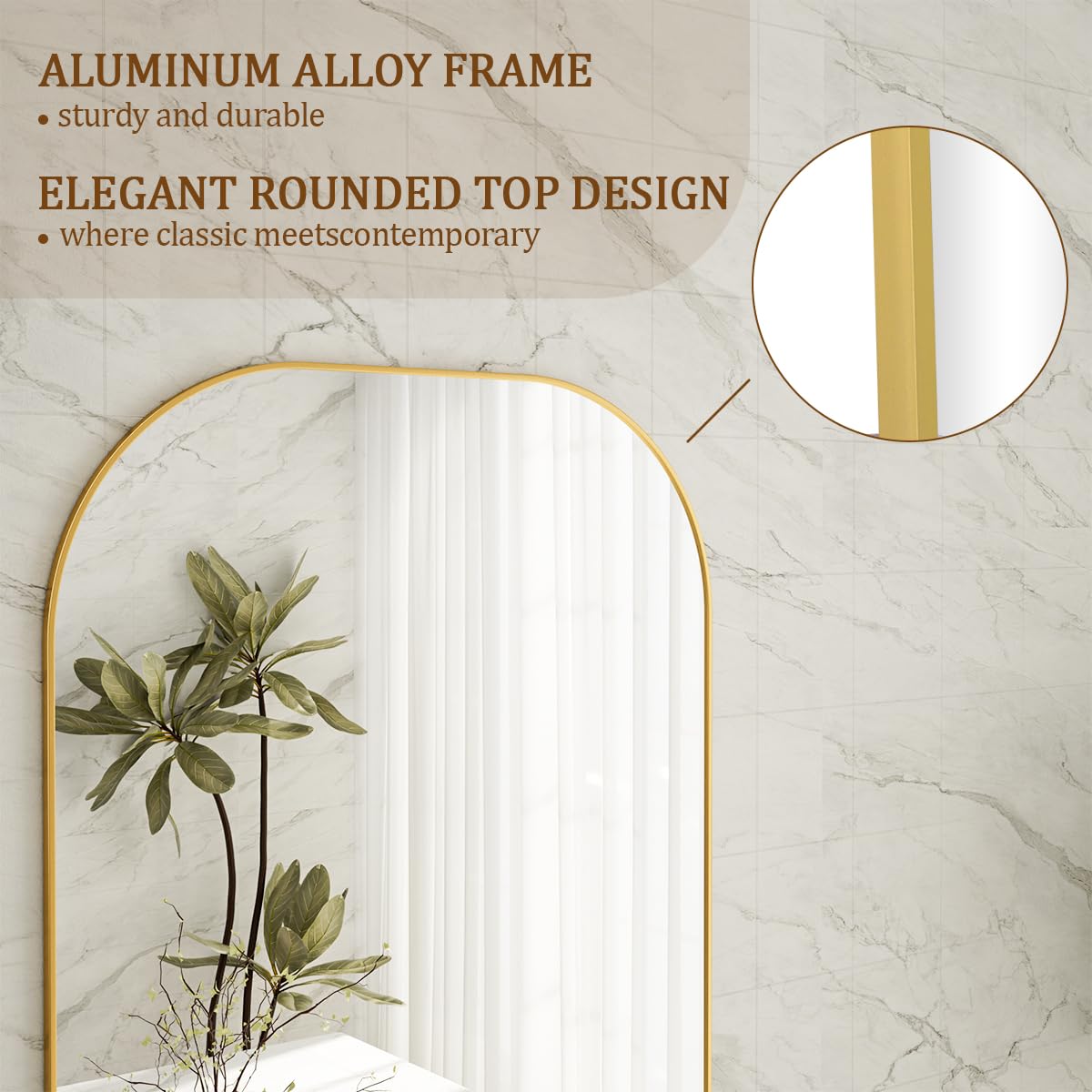 Gold Wavy Mirror Full Body with Aluminum Frame