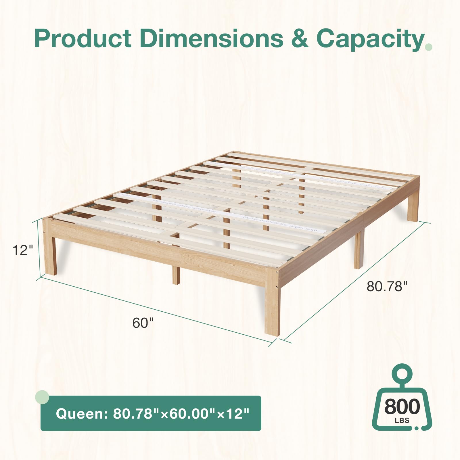 Solid Wood Bed Frame Foundation