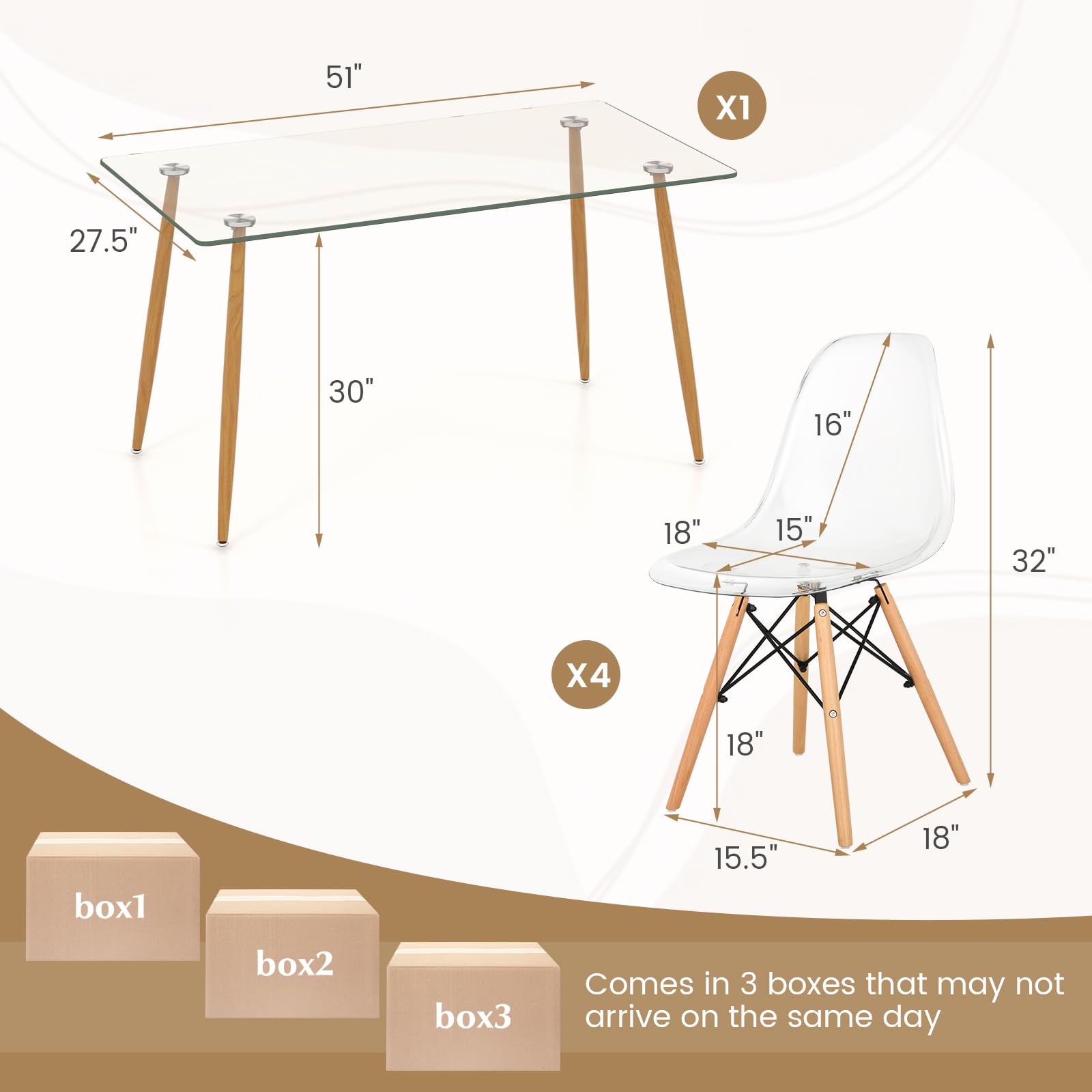 Sleek Glass Dining Set for 4