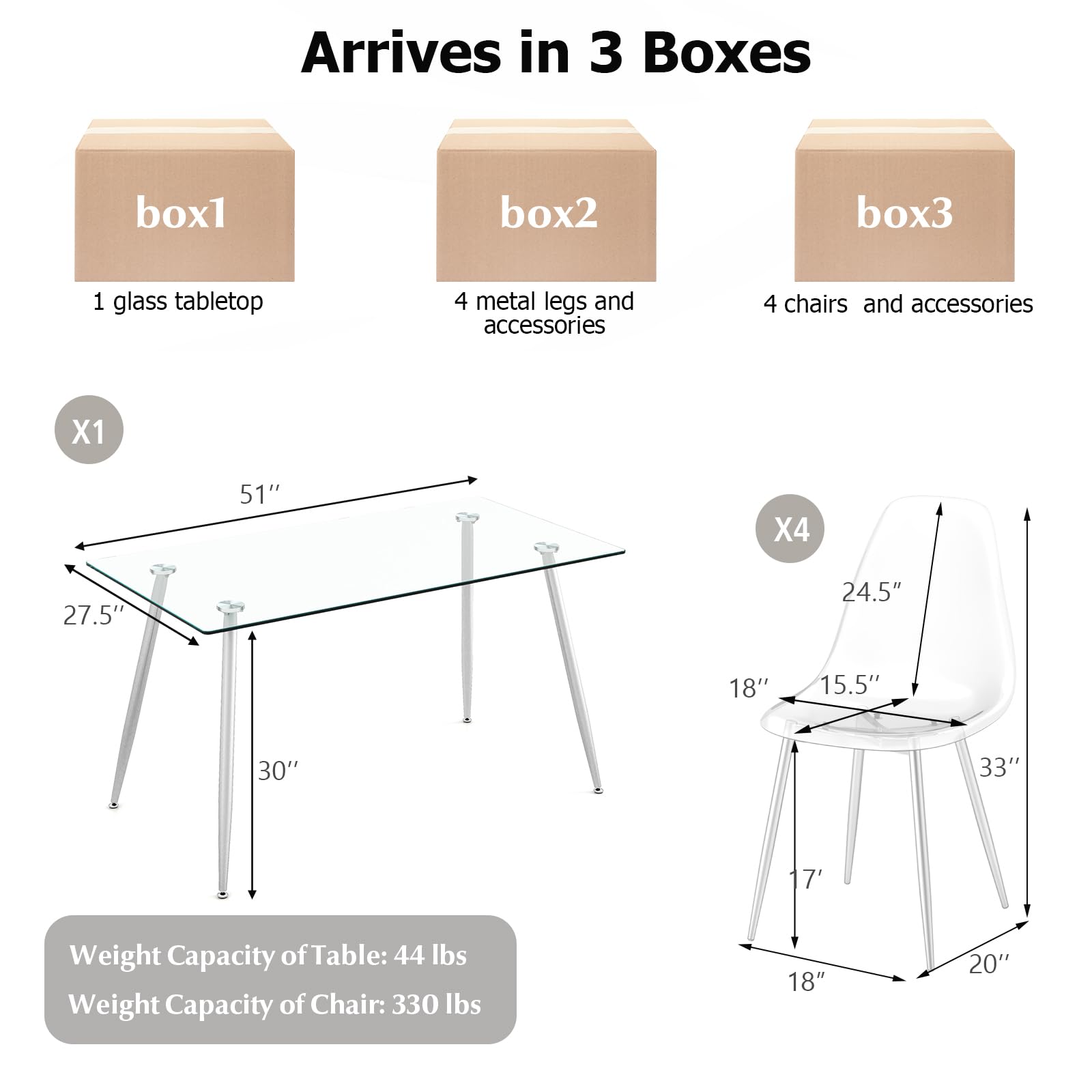 Sleek Glass Dining Set for 4