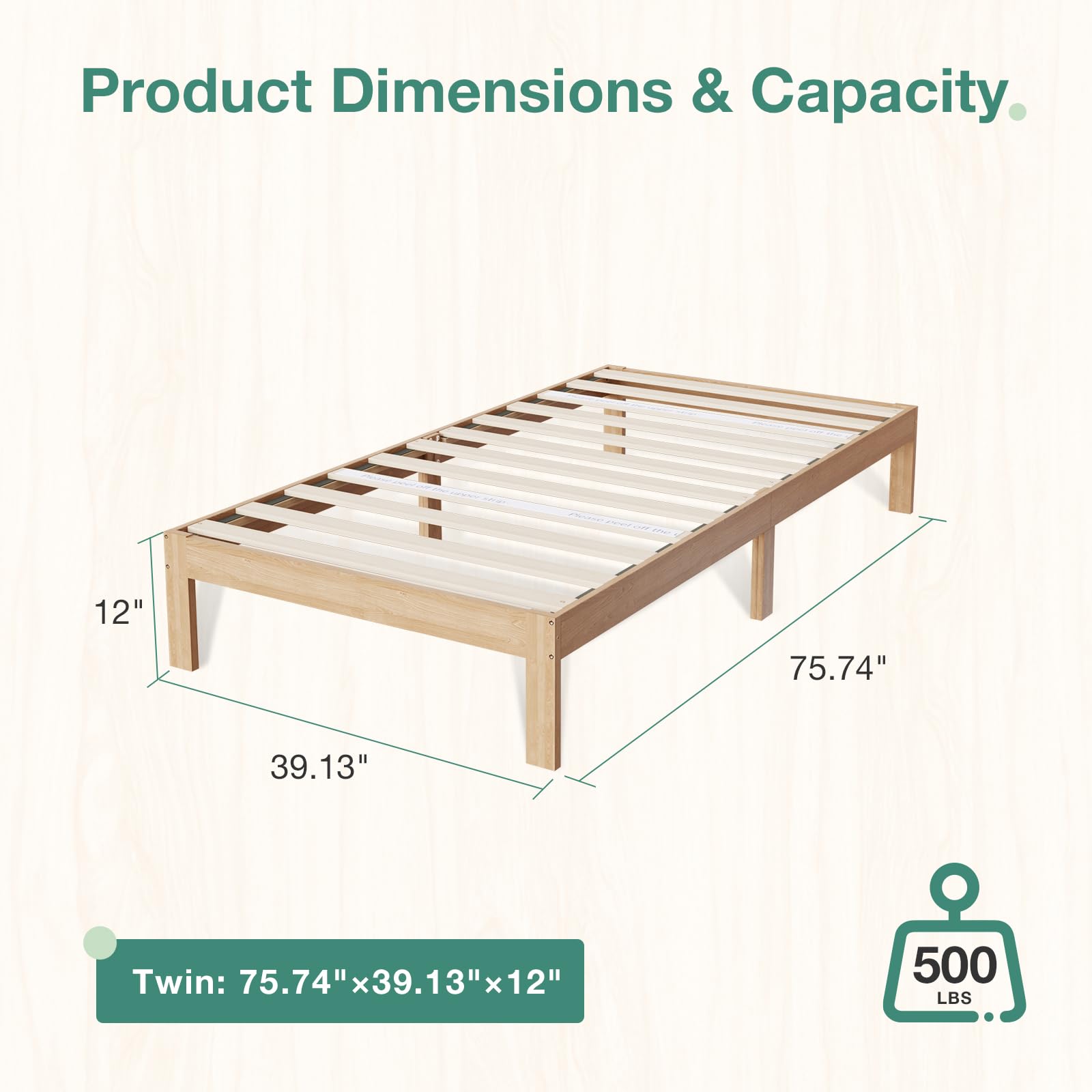 Solid Wood Bed Frame Foundation