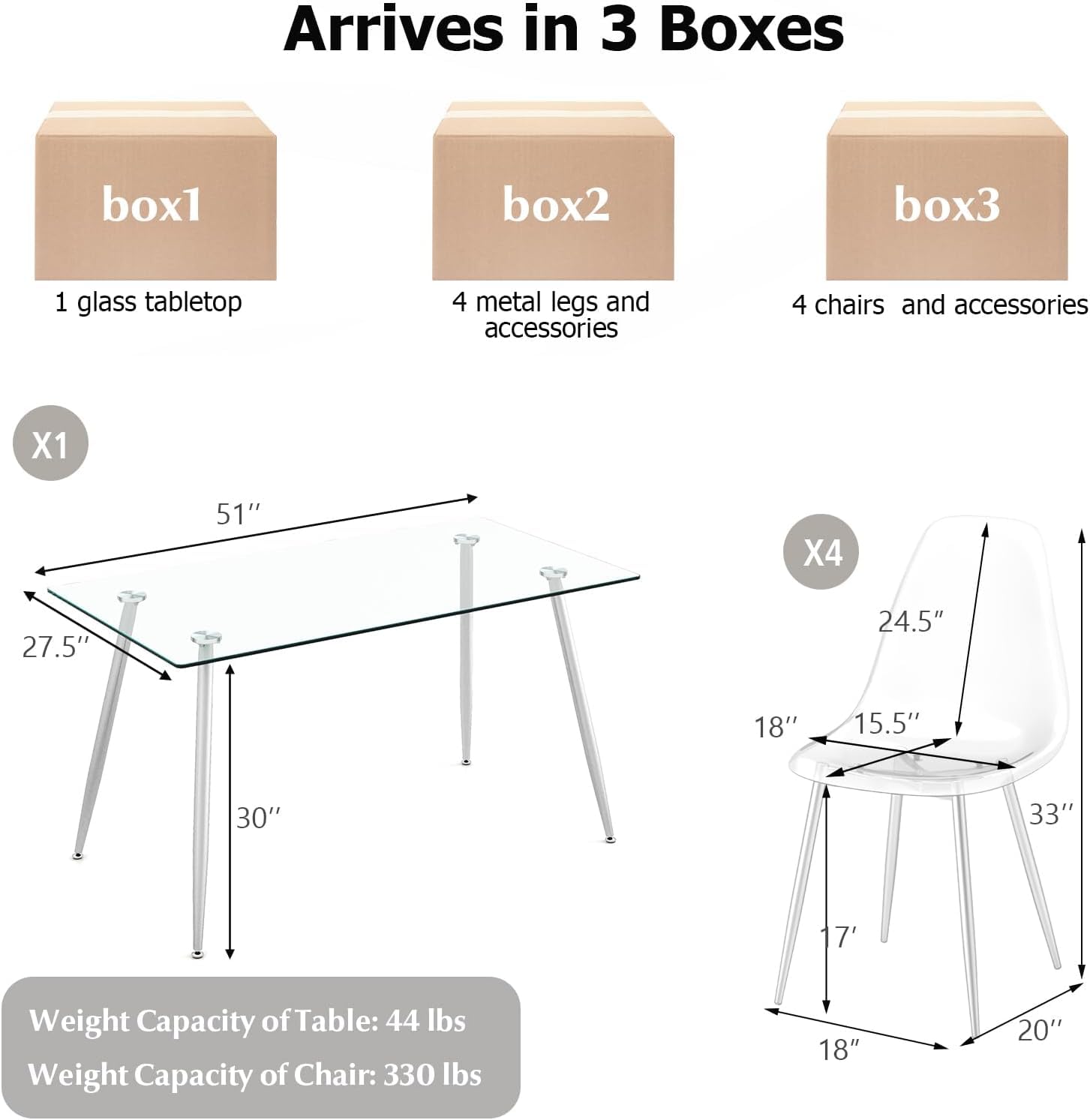 Sleek Glass Dining Set for 4