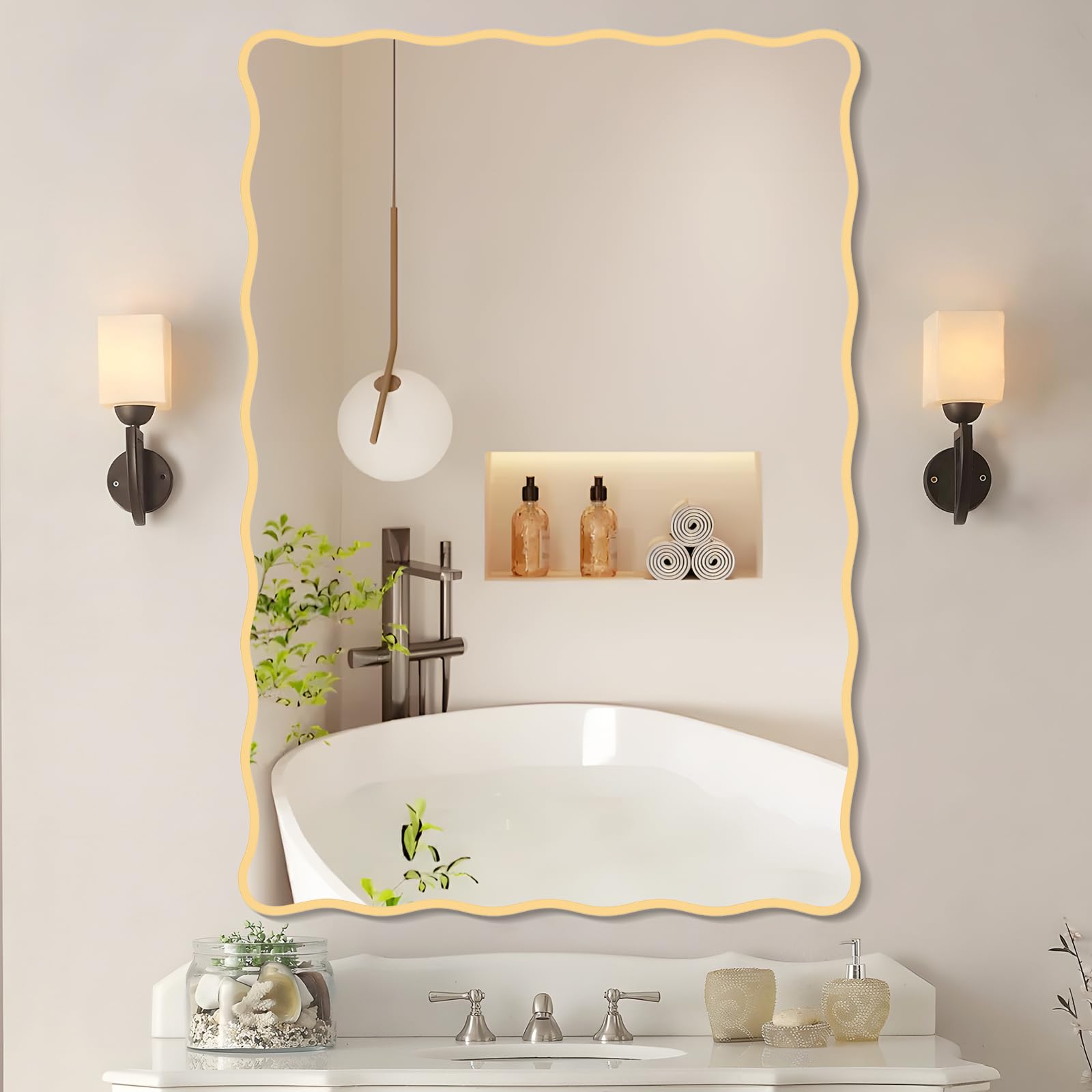 Modern Wavy Mirror with Ripple Edge