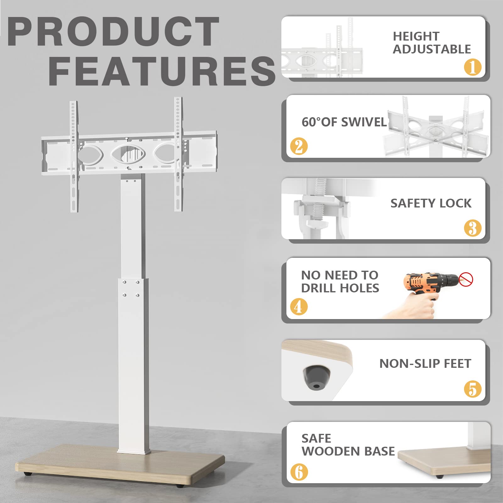 Universal Floor TV Stand Base with Height Adjustable