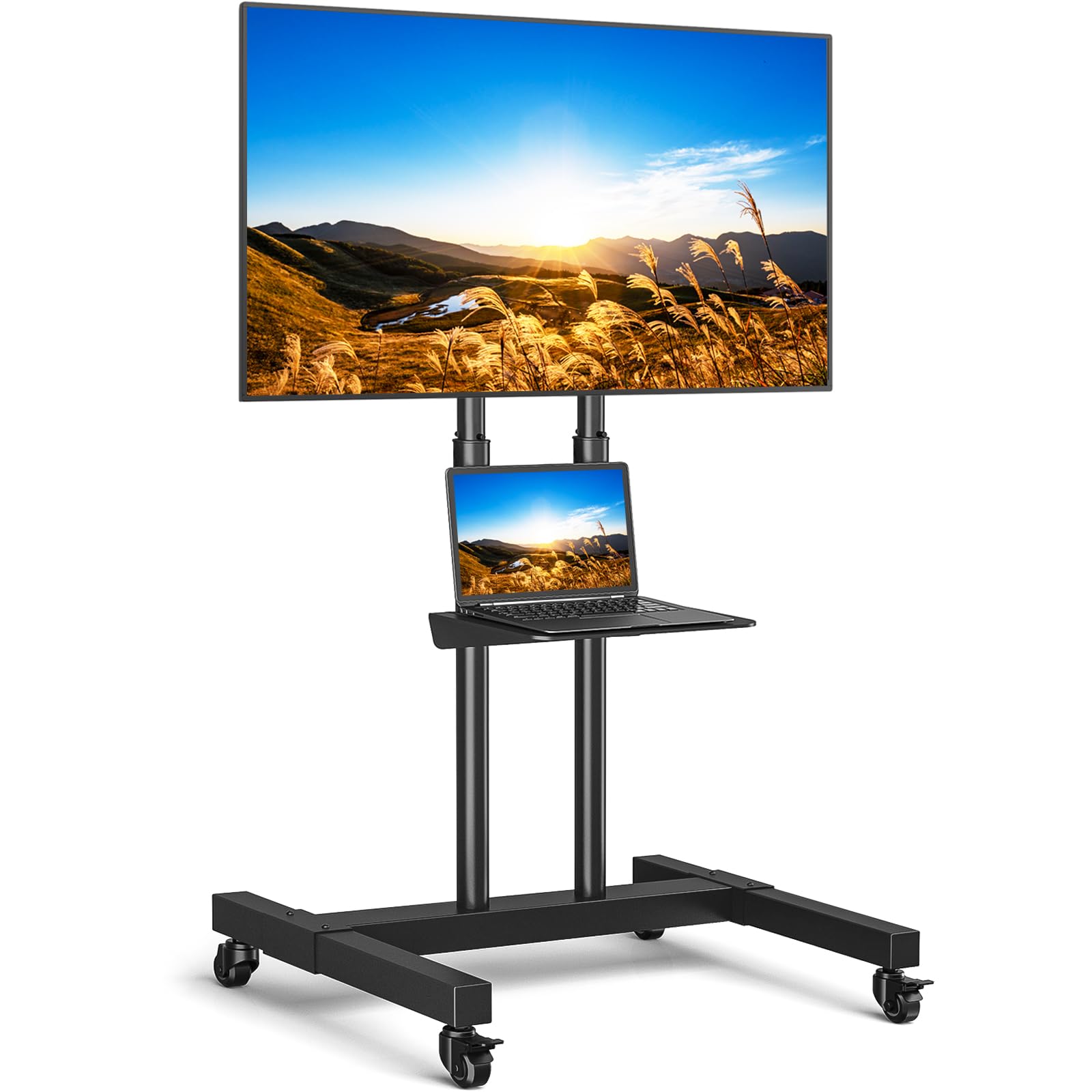 Portable Outdoor Floor TV Stand Movable Monitor Holder for Home Office