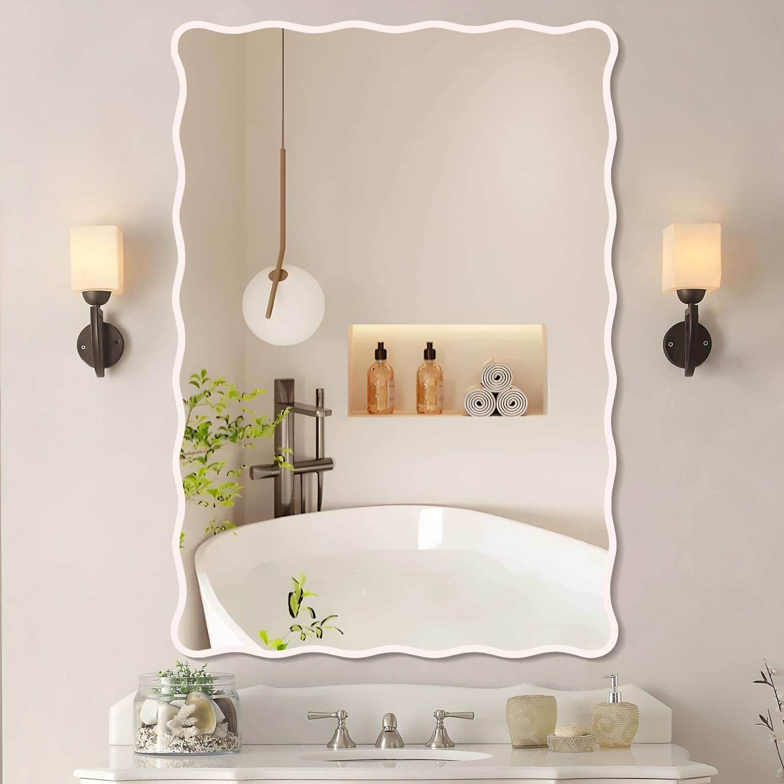 Modern Wavy Mirror with Ripple Edge