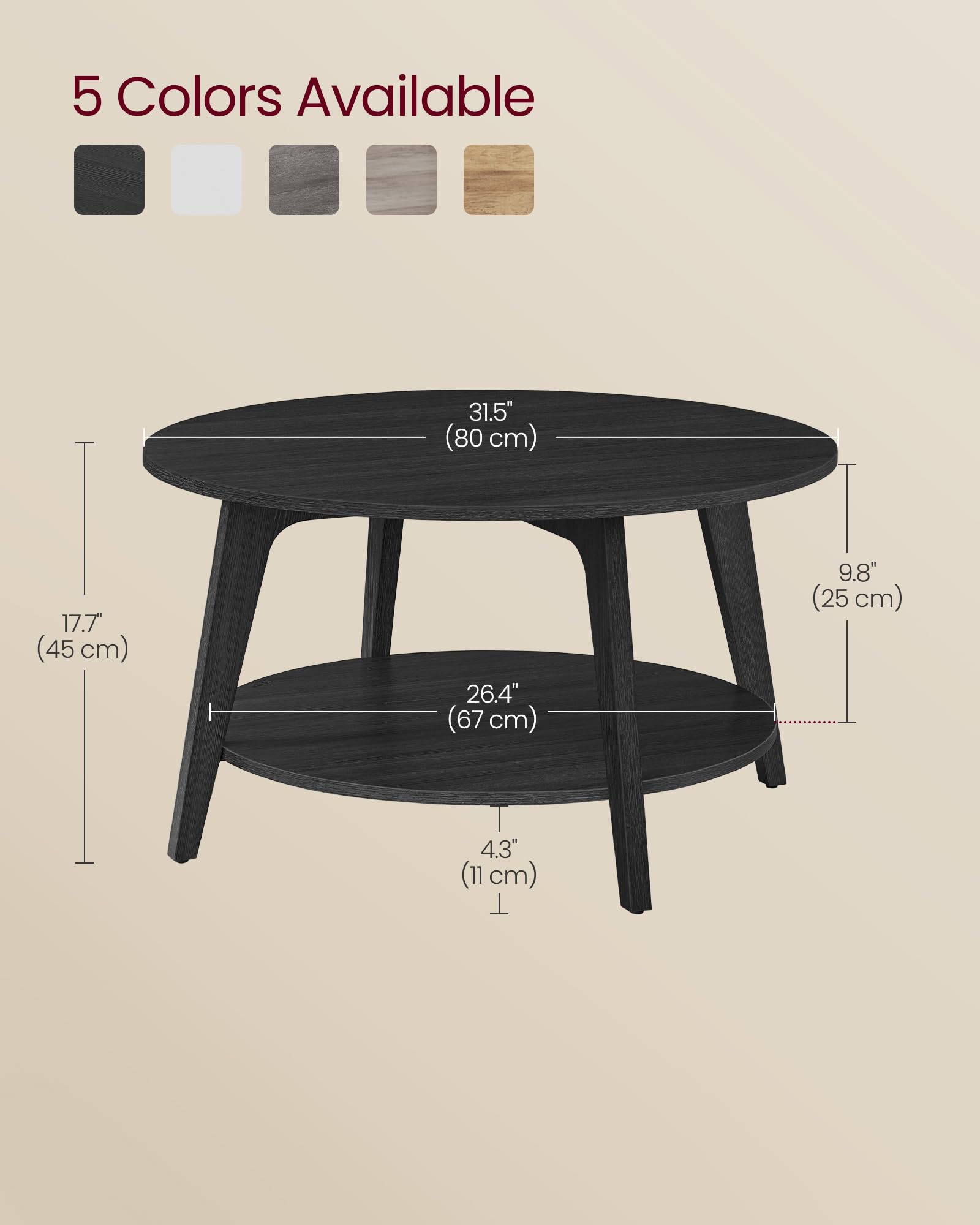Round Coffee Table with Storage For Living Room