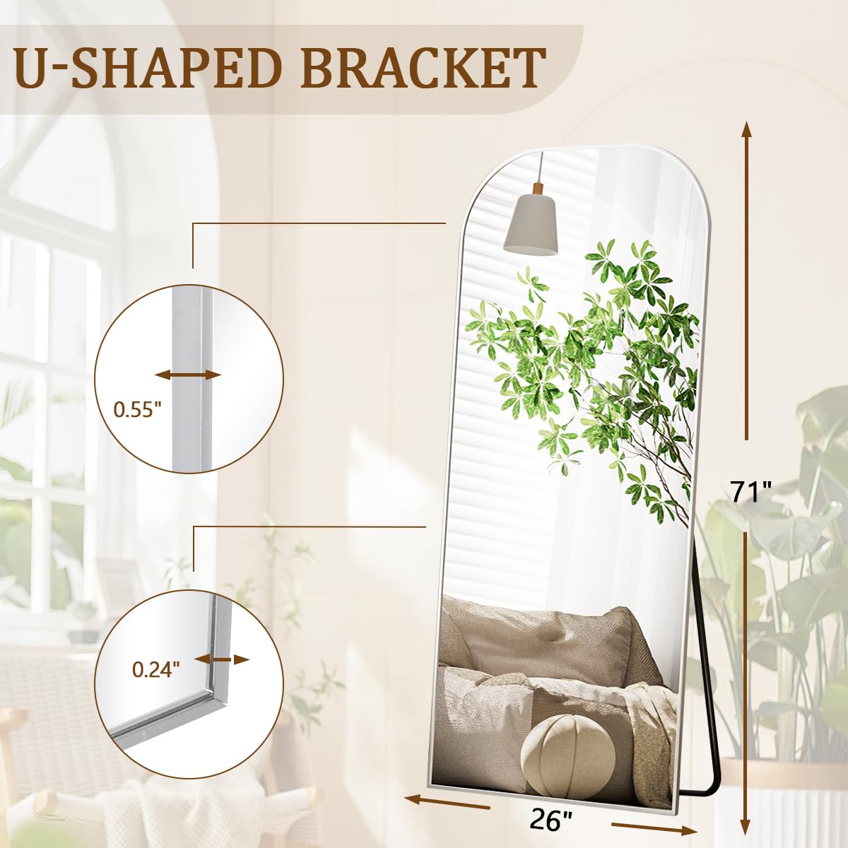 Gold Wavy Mirror Full Body with Aluminum Frame